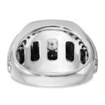 IBGoodman 14k White Gold Men's Polished and Satin 3/4 Carat AA Quality Black and White Diamond Halo Cluster Ring - Image 7