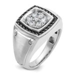 IBGoodman 14k White Gold Men's Polished and Satin Halo Cluster Ring Mounting - Image 8