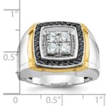 IBGoodman 14k Two-tone Men's Polished 3/4 Carat AA Quality Black and White Diamond Square Cluster Ring - Image 3