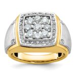 IBGoodman 10k Two-tone Men's Polished and Satin Square Cluster Ring Mounting