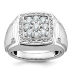 IBGoodman 14k Two-tone Men's Polished and Satin 1 Carat AA Quality Diamond Square Cluster Ring