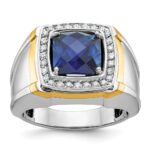 IBGoodman 10k Two-tone Men's Polished Gemstone and Diamond Ring Mounting