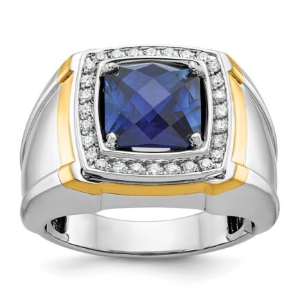 IBGoodman 10k Two-tone Men's Polished Gemstone and Diamond Ring Mounting