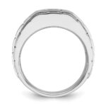 IBGoodman 14k White Gold Men's Polished Satin and Textured 7-Stone Ring Mounting - Image 2