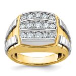 IBGoodman 10k Two-tone Men's Polished and Grooved 3-Row Cluster Ring Mounting