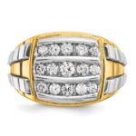 IBGoodman 10k Two-tone Men's Polished and Grooved 3-Row Cluster Ring Mounting - Image 6