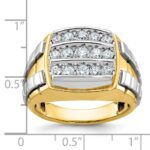 IBGoodman 10k Two-tone Men's Polished and Grooved 3-Row Cluster Ring Mounting - Image 3