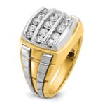 IBGoodman 14k Two-tone Men's Polished and Grooved 3-Row Cluster Ring Mounting - Image 8
