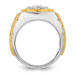 IBGoodman 14k Two-tone with Black Rhodium Men's Polished Textured and Diamond-cut 1 Carat AA Quality Diamond Round Cluster Ring - Image 2