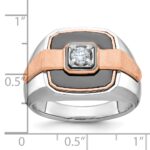 IBGoodman 14k White and Rose Gold with Black Rhodium Men's Polished and Satin 1/3 Carat AA Quality Diamond Ring - Image 3
