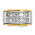 IBGoodman 14k Two Tone 2 carat Lab Grown Diamond VS/SI+ G+ Princess Complete Polished and Satin Two Row Men's Ring - Image 6