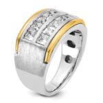 IBGoodman 14k Two Tone 2 carat Lab Grown Diamond VS/SI+ G+ Princess Complete Polished and Satin Two Row Men's Ring - Image 8