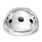 IBGoodman 14k White and Rose Gold Men's Polished and Satin 1 Carat AA Quality Diamond Cluster Ring - Image 7