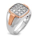 IBGoodman 14k Two Tone Rose and White Gold 1 carat Lab Grown Diamond VS/SI+ G+ Complete Cluster Men's Ring - Image 6