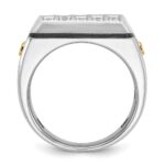 IBGoodman 14k Two-tone with Black Rhodium Men's Polished and Grooved 5-Row 1 3/4 Carat AA Quality Diamond Cluster Ring - Image 2