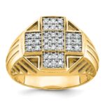 IBGoodman 10k Men's Polished Textured and Grooved Cross Cluster Ring Mounting