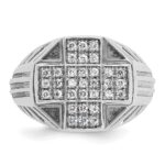 IBGoodman 14k White Gold Men's Polished Textured and Grooved 1/2 Carat AA Quality Diamond Cross Cluster Ring - Image 6