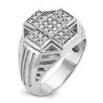 IBGoodman 14k White Gold Men's Polished Textured and Grooved 1/2 Carat AA Quality Diamond Cross Cluster Ring - Image 8