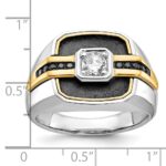 IBGoodman 14k Two-tone with Black Rhodium Men's Polished and Satin Black and White 1/4 Carat AA Quality Diamond Ring - Image 3