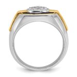 IBGoodman 14k Two-tone with Black Rhodium Men's Polished and Satin 1/2 Carat AA Quality Diamond Cluster Ring - Image 2