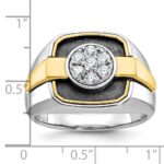 IBGoodman 14k Two-tone with Black Rhodium Men's Polished and Satin 1/2 Carat AA Quality Diamond Cluster Ring - Image 3