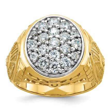 IBGoodman 10k Two-tone Men's Polished and Textured Oval Cluster Ring Mounting