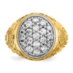 IBGoodman 14k Two-tone Men's Polished and Textured 1 5/8 Carat AA Quality Diamond Oval Cluster Ring - Image 6