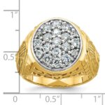 IBGoodman 14k Two-tone Men's Polished and Textured Oval Cluster Ring Mounting - Image 3