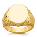 14k IBGoodman 18.5x15.75mm Men's Round Signet Ring