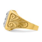 IBGoodman 14k Two-tone Men's Polished and Textured Scroll Design 2 Carat AA Quality Diamond Square Cluster Ring - Image 5