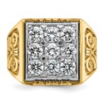 IBGoodman 14k Two-tone Men's Polished and Textured Scroll Design 2 Carat AA Quality Diamond Square Cluster Ring - Image 6
