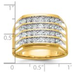 IBGoodman 14k with White Rhodium Men's Polished and Grooved 4-Row 1 1/5 Carat AA Quality Diamond Ring - Image 3