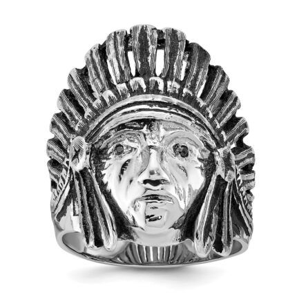 14k White Gold IBGoodman Men's Antiqued Diamond Native Headdress Ring Mounting