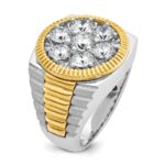 IBGoodman 14k Two-tone Men's Polished Satin and Ribbed Round Cluster Ring Mounting - Image 8
