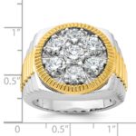 IBGoodman 14k Two-tone Men's Polished Satin and Ribbed Round Cluster Ring Mounting - Image 3