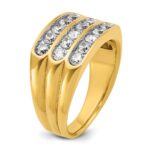 14k IBGoodman Men's Polished and Grooved 3-Row Ring Mounting - Image 8