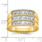 IBGoodman 14k Men's Polished and Grooved 3-Row 1.65 Carat AA Quality Diamond Ring - Image 3
