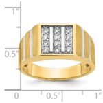 IBGoodman 14k with White Rhodium Men's Polished Satin and Grooved 3-Row 1/3 Carat AA Quality Diamond Ring - Image 2