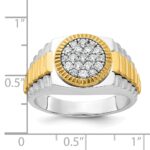 IBGoodman 14k Two-tone Men's Polished Satin and Ribbed 1/2 Carat A Quality Diamond Round Cluster Ring - Image 3