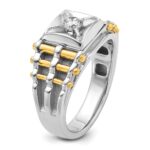 IBGoodman 14k Two-tone 1 carat Lab Grown Diamond VS/SI+ G+ Polished and Brushed Textured Complete Men's Ring - Image 7