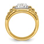 IBGoodman 14k Two-Tone 1 carat Lab Grown Diamond VS/SI+ G+ Polished and Ribbed Complete Men's Ring - Image 2