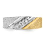 IBGoodman 14k Two-tone Men's Polished Satin and Grooved 4-Stone 1/4 Carat AA Quality Diamond Ring - Image 6