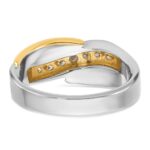 IBGoodman 14k Two-tone Men's Polished and Grooved Curved Bypass 1/2 Carat AA Quality Diamond Ring - Image 7