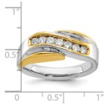 IBGoodman 14k Two-tone Men's Polished and Grooved Curved Bypass 1/2 Carat AA Quality Diamond Ring - Image 3