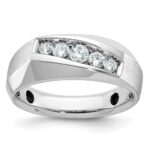 IBGoodman 14k White Gold Men's Polished and Satin 5-Stone 1/2 Carat AA Quality Diamond Ring