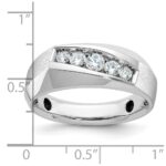IBGoodman 14k White Gold Men's Polished and Satin 5-Stone 1/2 Carat AA Quality Diamond Ring - Image 3