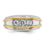 IBGoodman 14k Two-tone Men's Polished 3-Stone 1/2 Carat AA Quality Diamond Ring - Image 6