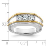 14k Two-tone IBGoodman Men's Polished 3-Stone Ring Mounting - Image 3