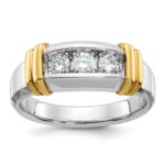 IBGoodman 14k Two-tone Men's Polished 3-Stone 1/2 Carat AA Quality Diamond Ring