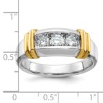 14k Two-tone IBGoodman Men's Polished 3-Stone Ring Mounting - Image 3